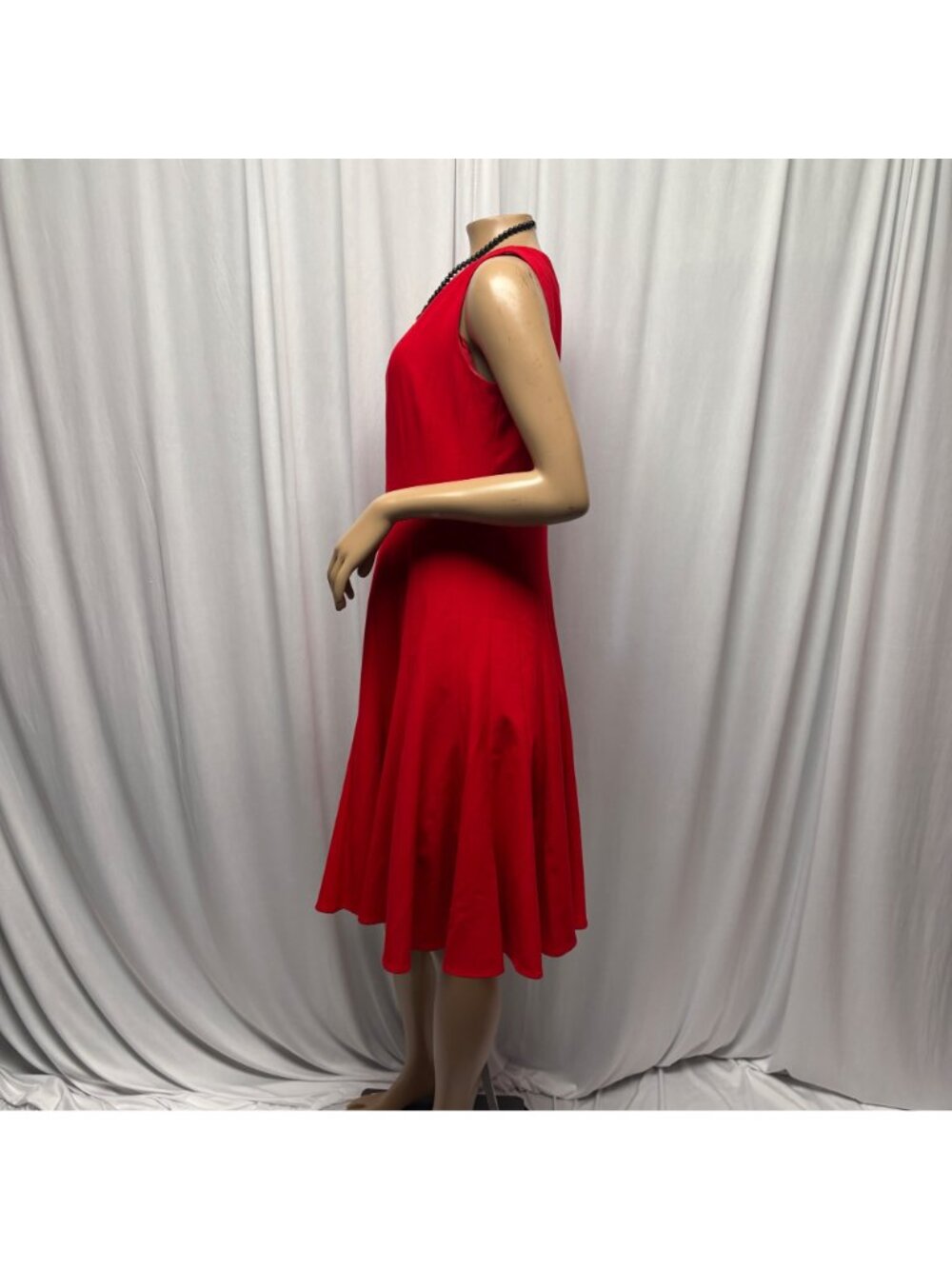 Calvin Klein Red Sleeveless Fit and Flare Dress Womens Sz 8 Classic Office Party - Picture 4 of 9